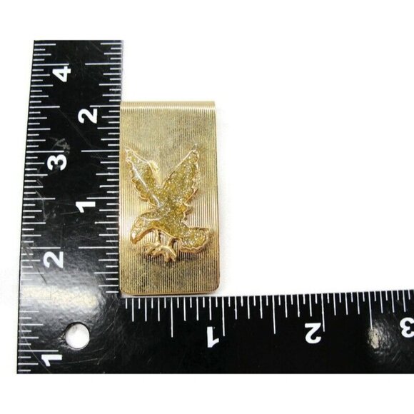 Eagle Gold Tone Money Clip Glitter Stainless Steel Credit Card Cash Holder - Picture 5 of 8